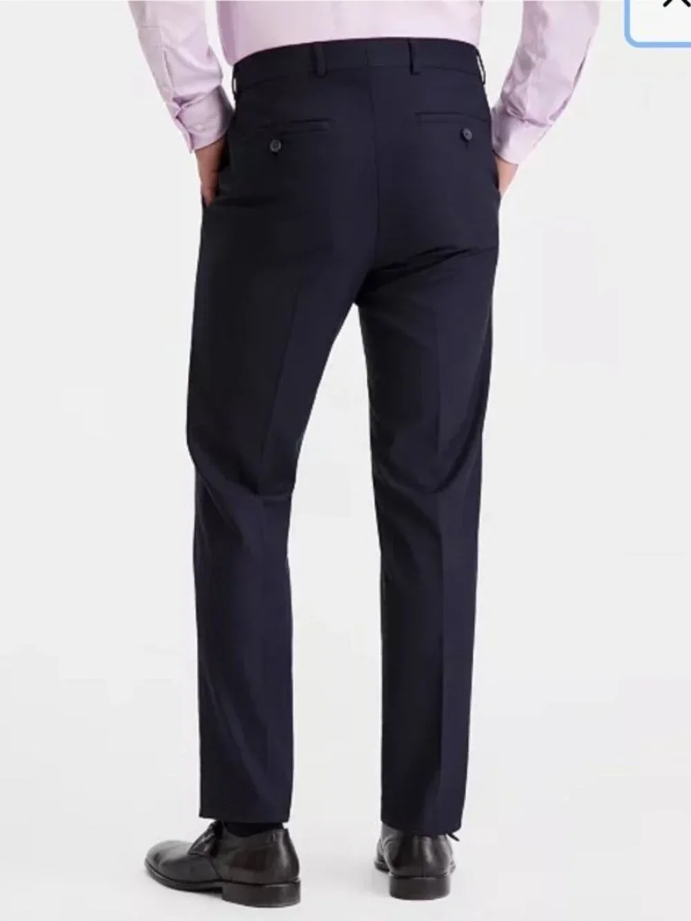 Kenneth Cole Reaction Mens 38 X 32 Navy Techni-Cole Suit Separate Slim-Fit Pants